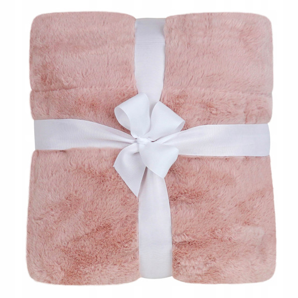 Koc Narzuta Na Łóżko Miękki 130x150 Cm Rabbit Eco Fur Polar - Różowy 1000430