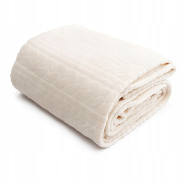 Koc Narzuta Na Łóżko Miękki 130x160 Cm Luxury Wool Mikroflanela - Kremowy 994781