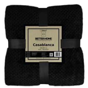 Koc Narzuta Na Łóżko Miękki 150×200 Cm Casablanca Mikroflanela – Czarny 1000432 Koc Narzuta Na Łóżko Miękki 150×200 Cm Casablanca Mikroflanela – Czarny 1000432