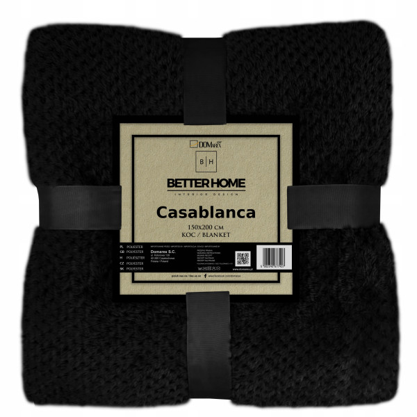 Koc Narzuta Na Łóżko Miękki 150x200 Cm Casablanca Mikroflanela - Czarny 1000432
