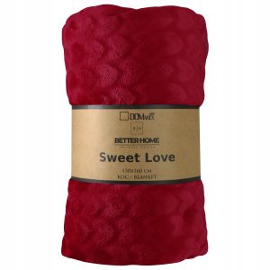 Koc Narzuta Na Łóżko Serce 130×160 Cm Sweet Love Mikroflanela – Czerwony 994772 Koc Narzuta Na Łóżko Serce 130×160 Cm Sweet Love Mikroflanela – Czerwony 994772