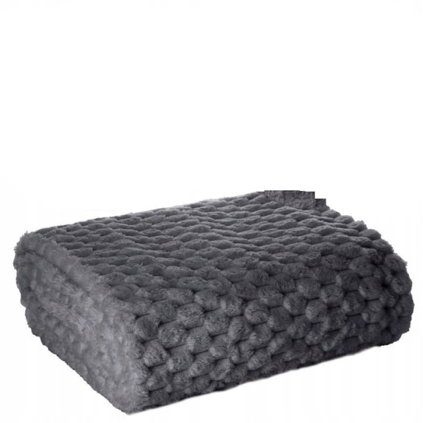 KOC narzuta Pled 70X160 cm mięciutki efekt 3D mikrofibra stalowy 410408