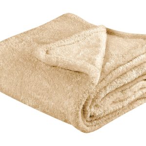 Koc narzuta pluszowy 125 x 150 cm piaskowy beż 62831 Koc narzuta pluszowy 125 x 150 cm piaskowy beż 62831