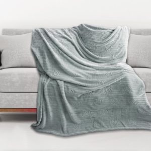 Koc narzuta z mikrofibry 150×200 Premium Soft szary kwiatki 82770 Koc narzuta z mikrofibry 150×200 Premium Soft szary kwiatki 82770