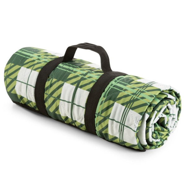 Koc piknikowy 130x145 krata zielony biały 1016344