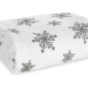 Koc świąteczny Silver Christmas 150×200 cm biało-srebrny 343681 Koc świąteczny Silver Christmas 150×200 cm biało-srebrny 343681