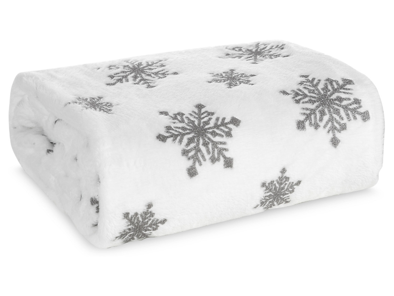 Koc świąteczny Silver Christmas 150x200 cm biało-srebrny 343681