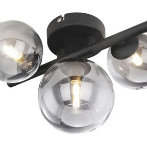 Lampa sufitowa Jonda 3-punktowa metalowo-szklana srebrno-czarna 33679 Lampa sufitowa Jonda 3-punktowa metalowo-szklana srebrno-czarna 33679