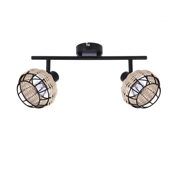 Lampa sufitowa Juicy klosze metal i rattan czarna 2xE14x40W IP20 Candellux 1020211