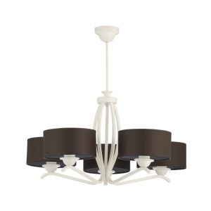 Lampa sufitowa KASZMIR biało-brązowa 5xE27x15W IP20 Jupiter 1004406 Lampa sufitowa KASZMIR biało-brązowa 5xE27x15W IP20 Jupiter 1004406
