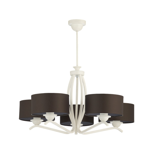Lampa sufitowa KASZMIR biało-brązowa 5xE27x15W IP20 Jupiter 1004406