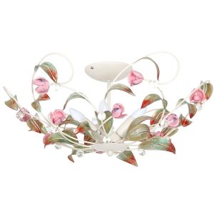 Lampa sufitowa kremowa-zielona-różowa Rose 5xE14x15W Luminex 859302