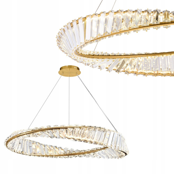 Lampa Sufitowa Kryształowa Glamour Złota Gold 76074
