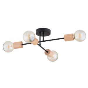 Lampa sufitowa LA-STENA czarna-jasne drewno 4xE27x15W IP20 Alfa 1021204