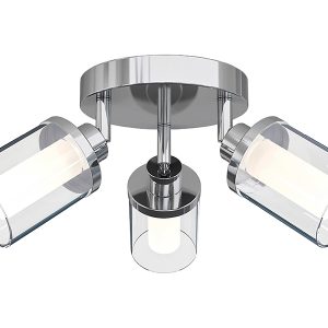 Lampa sufitowa łazienkowa Vista 3-punktowa stalowa srebrna 50715 Lampa sufitowa łazienkowa Vista 3-punktowa stalowa srebrna 50715
