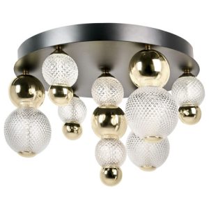 Lampa sufitowa LED szklane klosze metalowa baza złota 880999 Lampa sufitowa LED szklane klosze metalowa baza złota 880999