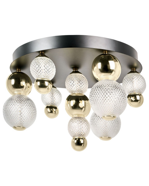 Lampa sufitowa LED szklane klosze metalowa baza złota 880999