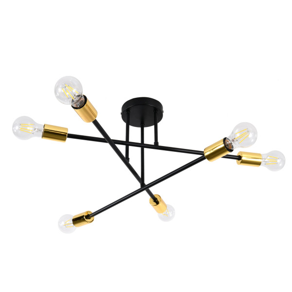Lampa sufitowa LL KEALIS 6xE27 66717 LightLogic złota czarna loft 958248