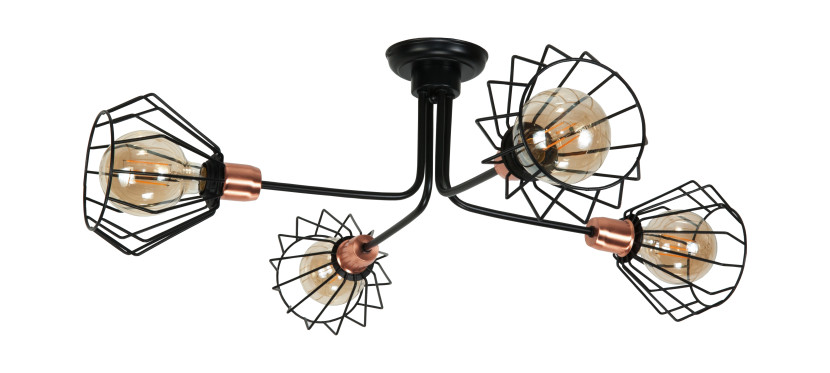Lampa sufitowa loft czarna koszyki EDYLIT 4xE27 RALF 14-631 1047908