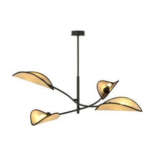 Lampa Sufitowa Lotus 4 Black/Rattan 767960