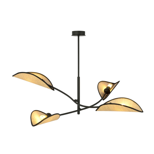 Lampa Sufitowa Lotus 4 Black/Rattan 767960