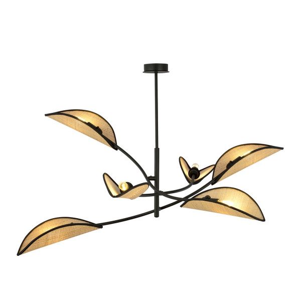 Lampa Sufitowa Lotus 6 Black/Rattan 767927