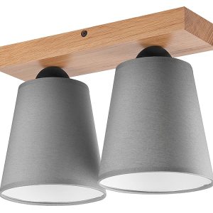 Lampa sufitowa Lula 2-punktowa tkaninowa brązowo-szara 120003 Lampa sufitowa Lula 2-punktowa tkaninowa brązowo-szara 120003