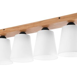 Lampa sufitowa Lula 4-punktowa drewniana brązowo-biała 120798 Lampa sufitowa Lula 4-punktowa drewniana brązowo-biała 120798