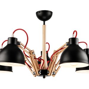 Lampa sufitowa Marcello 5-punktowa drewniana brązowo-czarna 54573 Lampa sufitowa Marcello 5-punktowa drewniana brązowo-czarna 54573