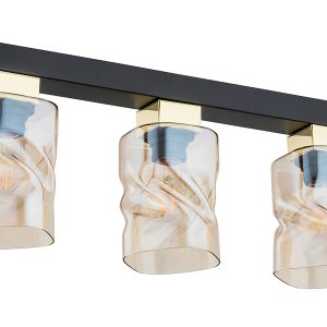 Lampa sufitowa Meru 3-punktowa stalowo-szklana czarno-złota 39400 Lampa sufitowa Meru 3-punktowa stalowo-szklana czarno-złota 39400