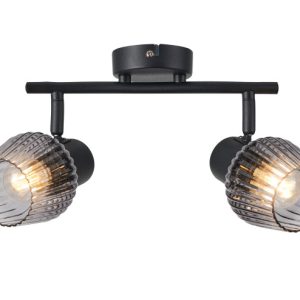 Lampa sufitowa Mitura dymione ryflowane klosze czarna 2xE14x40W Candellux 1020369 Lampa sufitowa Mitura dymione ryflowane klosze czarna 2xE14x40W Candellux 1020369