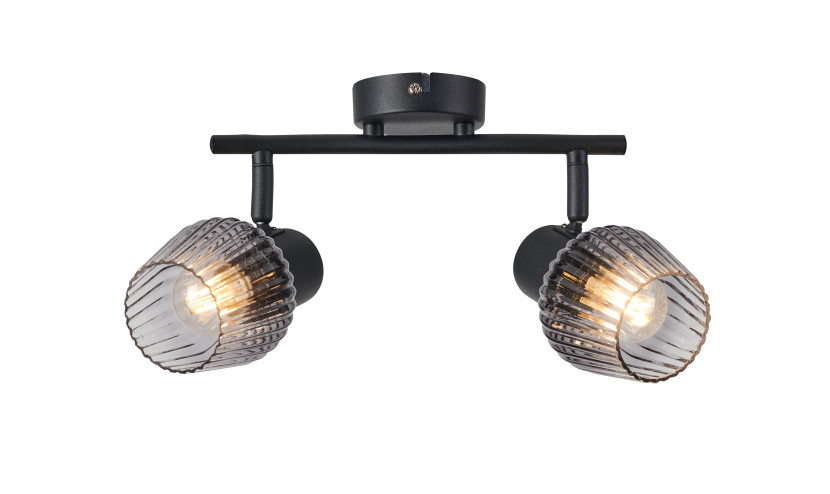 Lampa sufitowa Mitura dymione ryflowane klosze czarna 2xE14x40W Candellux 1020369