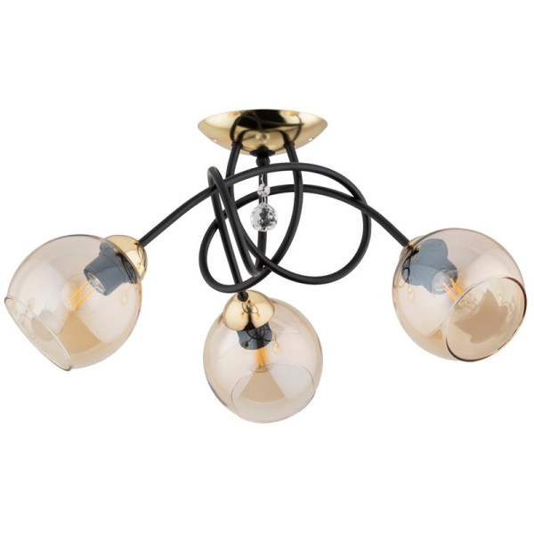 Lampa sufitowa MODENA złoto-czarna-bursztynowy 3xE27x15W IP20 Alfa 942387