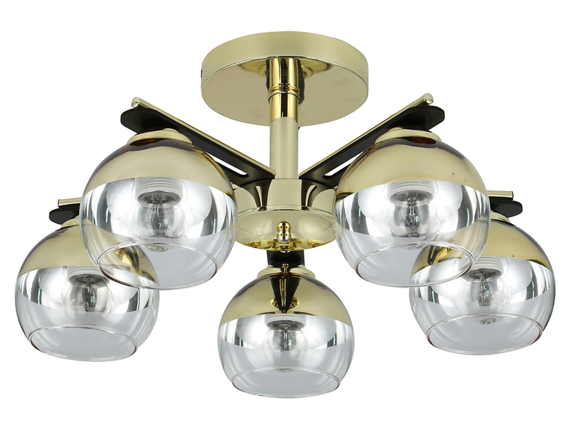 Lampa sufitowa Momo 5-punktowa metalowa czarno-złota 190815