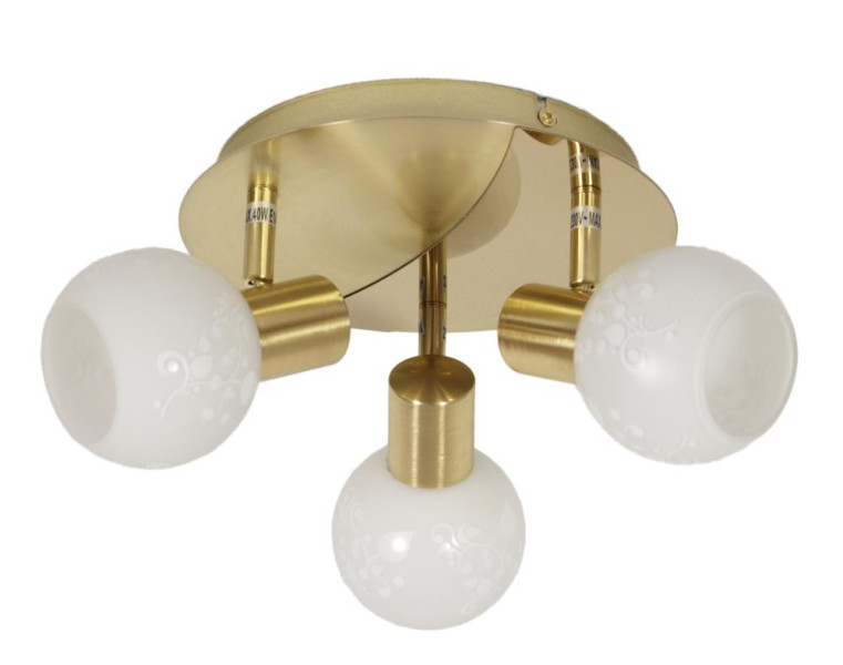 Lampa sufitowa mosiądz-biała AVILA 3xE14x40W wym: 16x36x36 cm Candellux 866318