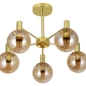 Lampa sufitowa Nicola 5-punktowa stalowa złota 190774 Lampa sufitowa Nicola 5-punktowa stalowa złota 190774