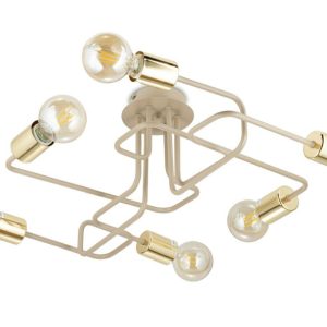 Lampa Sufitowa Onyx Beżowo-złota 6xE27 63×53 cm Nowoczesny Salon Taupe 759108 Lampa Sufitowa Onyx Beżowo-złota 6xE27 63×53 cm Nowoczesny Salon Taupe 759108