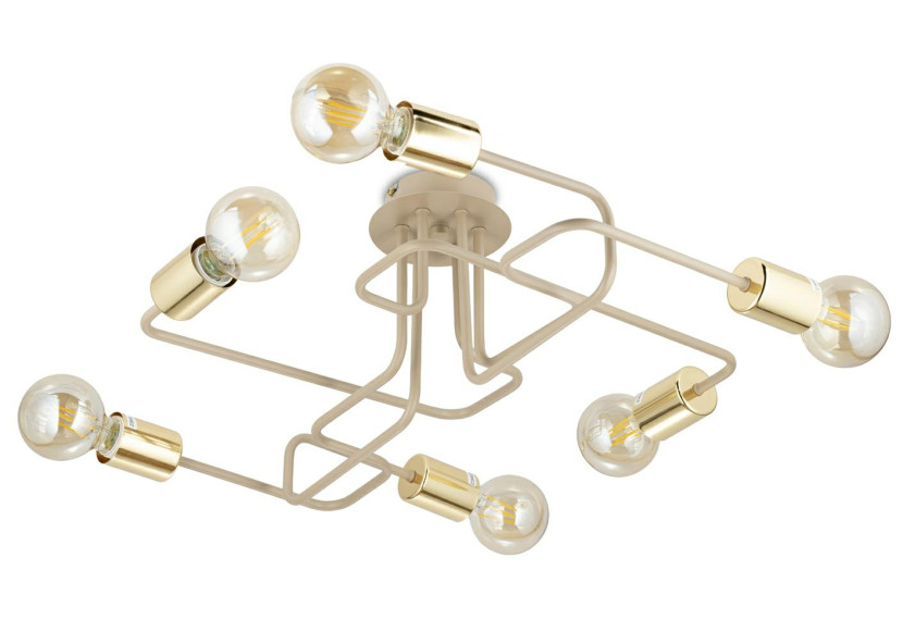 Lampa Sufitowa Onyx Beżowo-złota 6xE27 63x53 cm Nowoczesny Salon Taupe 759108