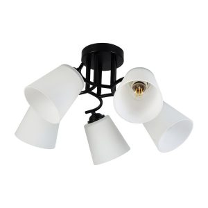 Lampa sufitowa Pafos 5xE27 czarna z białymi kloszami 1016974