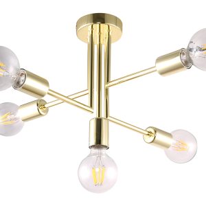 Lampa sufitowa Pipes 5-punktowa stalowa złota 190837 Lampa sufitowa Pipes 5-punktowa stalowa złota 190837