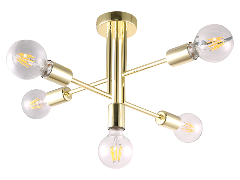 Lampa sufitowa Pipes 5-punktowa stalowa złota 190837