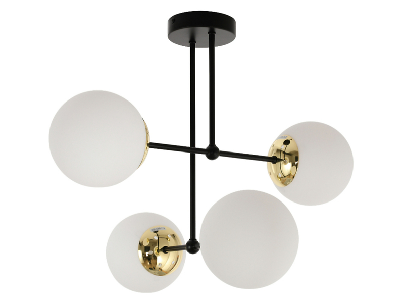 Lampa sufitowa Puli 4-punktowa metalowo-szklana biało-czarna 854812