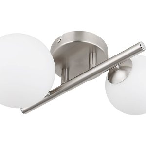 Lampa sufitowa Riha LED 2-punktowa metalowo-szklana biało-srebrna 131030 Lampa sufitowa Riha LED 2-punktowa metalowo-szklana biało-srebrna 131030