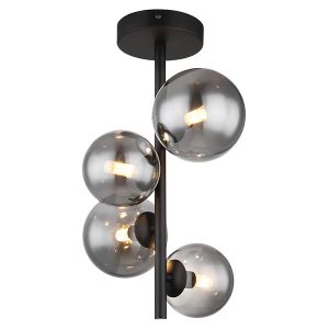 Lampa sufitowa Riha LED 4-punktowa szklana czarna 132930 Lampa sufitowa Riha LED 4-punktowa szklana czarna 132930