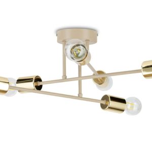 Lampa Sufitowa Robi Beżowo-złota 6xE27 50 cm Nowoczesny Salon Taupe 759111 Lampa Sufitowa Robi Beżowo-złota 6xE27 50 cm Nowoczesny Salon Taupe 759111