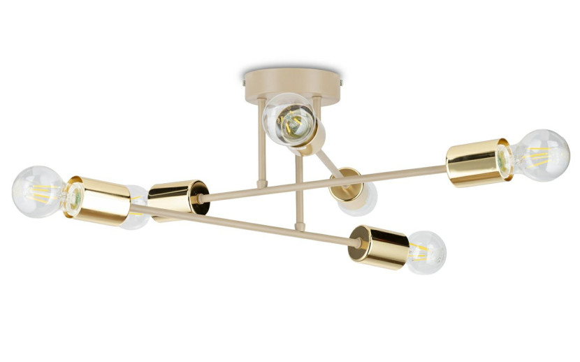 Lampa Sufitowa Robi Beżowo-złota 6xE27 50 cm Nowoczesny Salon Taupe 759111