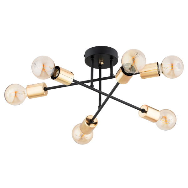 Lampa sufitowa ROSA czarno-złota 6xE27x15W IP20 Alfa 942481