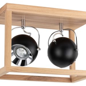 Lampa sufitowa Roy 2-punktowa drewniana brązowo-czarna 34003 Lampa sufitowa Roy 2-punktowa drewniana brązowo-czarna 34003