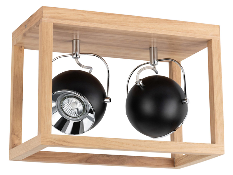 Lampa sufitowa Roy 2-punktowa drewniana brązowo-czarna 34003