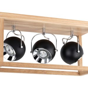 Lampa sufitowa Roy 3-punktowy spot drewniany brązowo-czarny 34004 Lampa sufitowa Roy 3-punktowy spot drewniany brązowo-czarny 34004